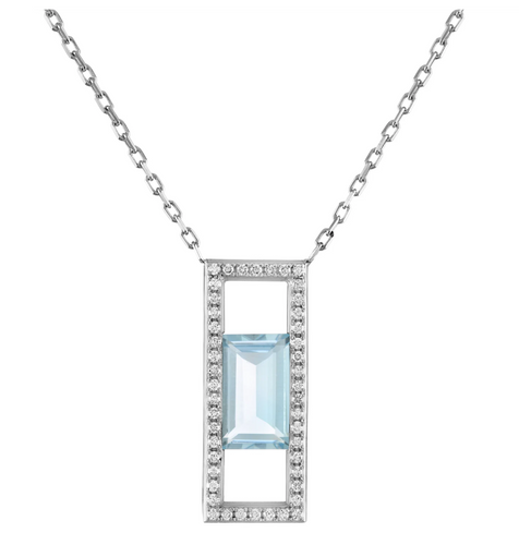 Blue Topaz Pendant with Diamonds