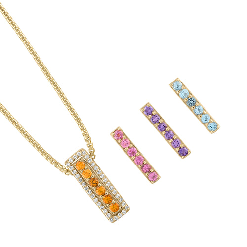 Pendant with Interchangeable Stone Bars / The Ela Collection