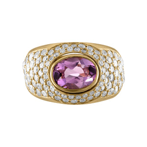 Gold Ring with Diamonds + Interchangeable Gemstones / The Ela Collection
