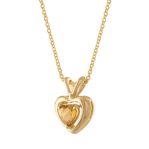 Yellow Citrine Heart Necklace