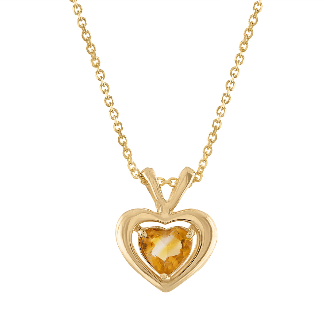 Yellow Citrine Heart Necklace